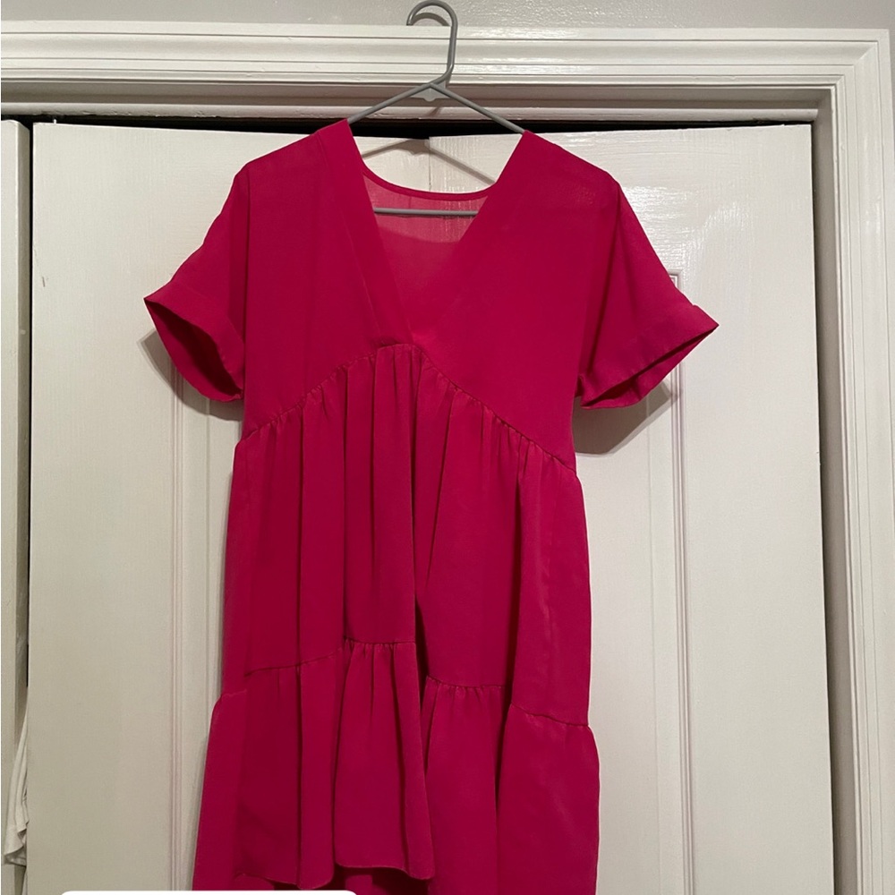 Vibrant Pink Short Sleeve Dress